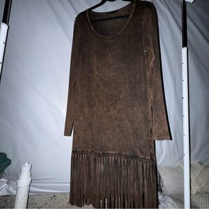 T Party Brown Fringe Rodeo Dress